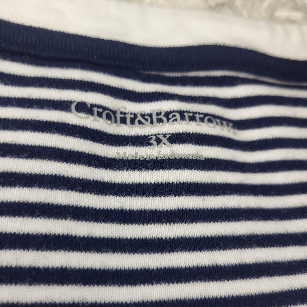 Croft & Barrow Women's Blouse, Stripes, Blue & White, 3X - Picture 3 of 7